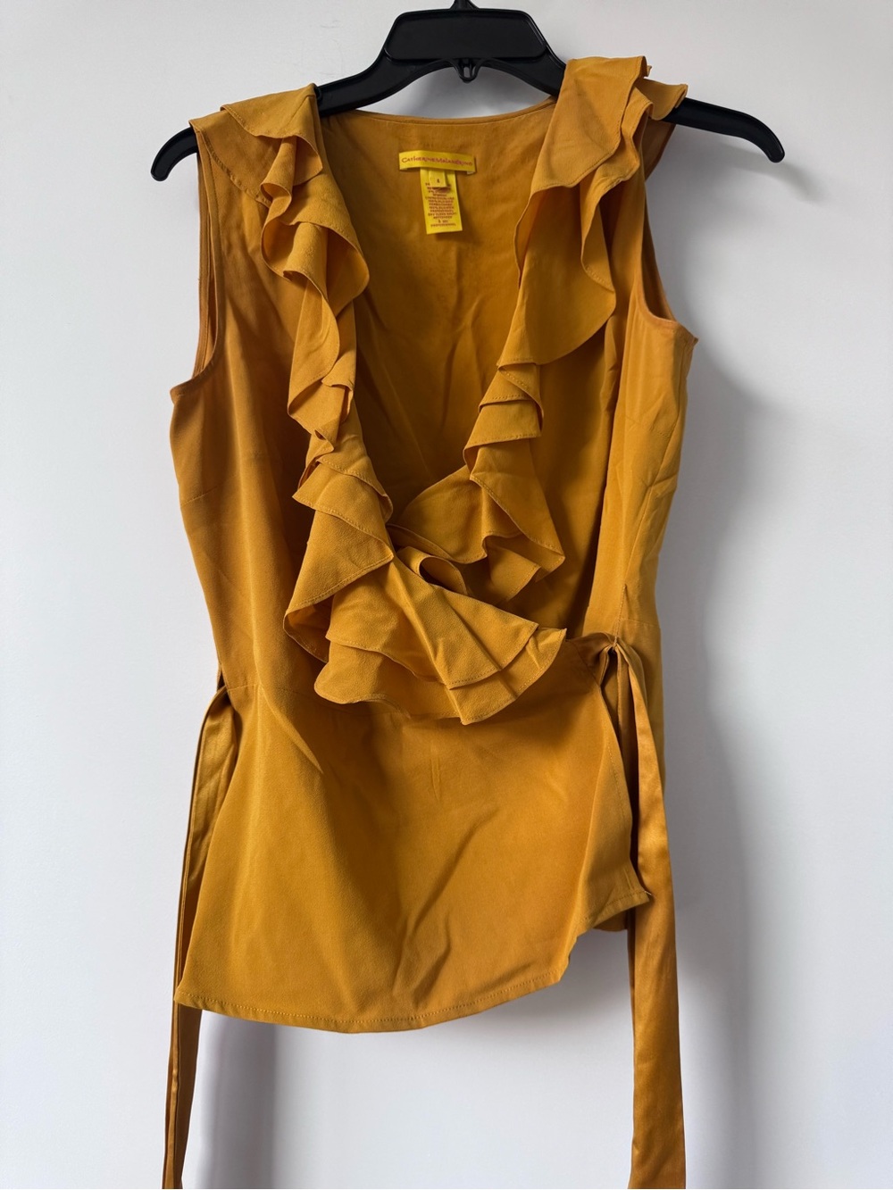 Catherine Malandrino Mustard Ruffle Wrap Camisole